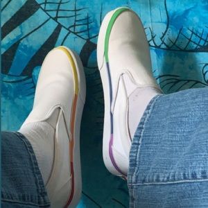 white vans with rainbow design
